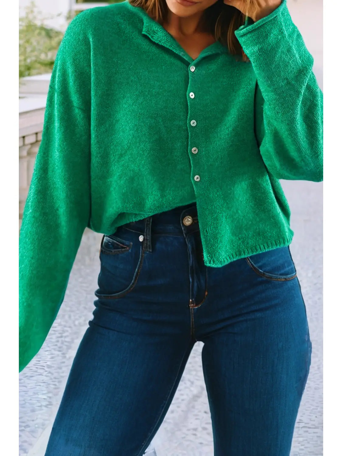 Solid Color Knit Cardigan