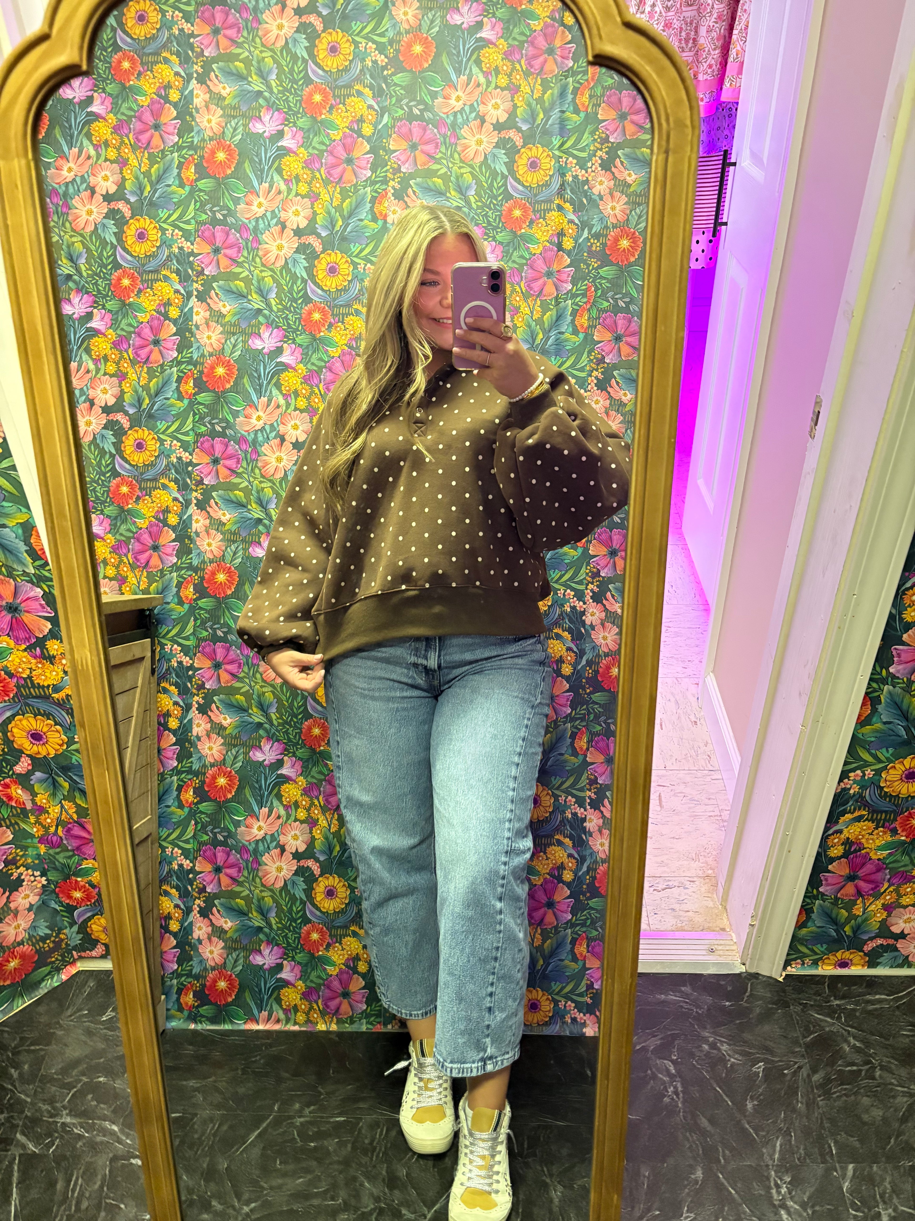Polka Dot Latte Sweatshirt